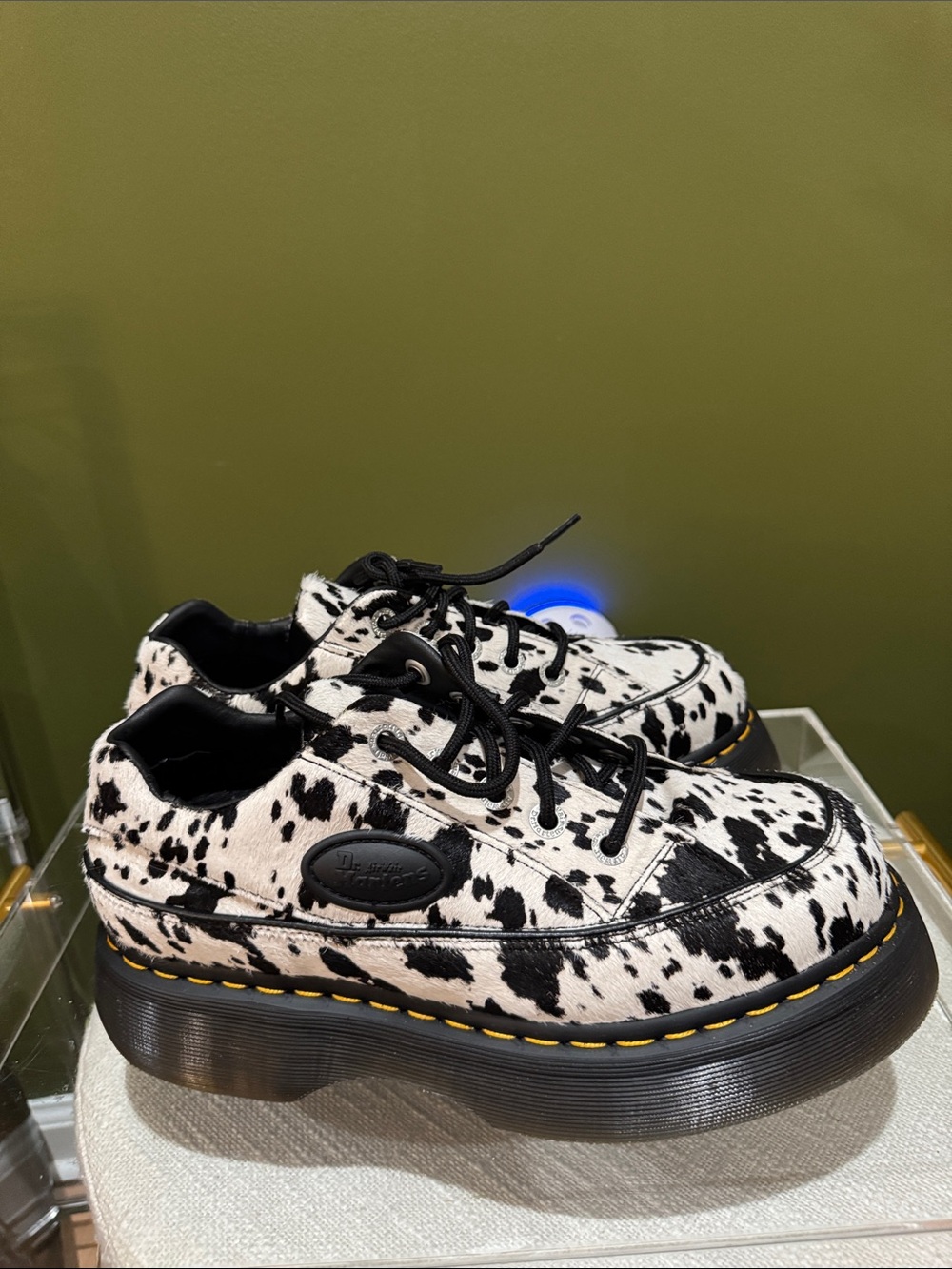 Dr. Martens Dalmatian-Print Platform Oxfords in Black & White